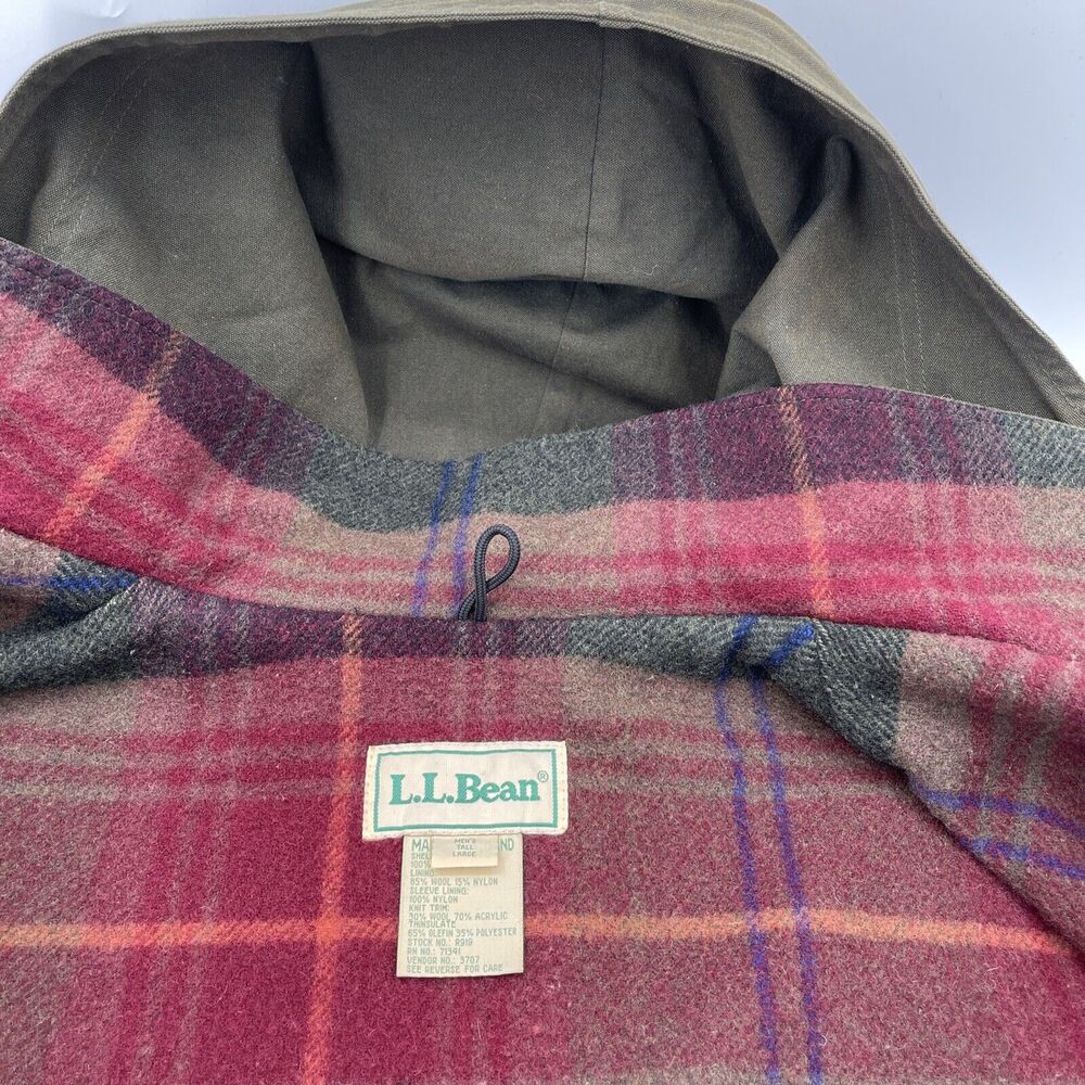 LL Bean Blanket Lined Hooded Jacket Mens Tall Large‎ Green - Picture 3 of 11